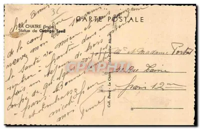 Estatua de George Sand — La Chatre (Indre) — Fotógrafo Clamy — Verso