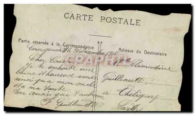 Boa e Feliz Ano — Flores e pombas — Carta postal — Verso
