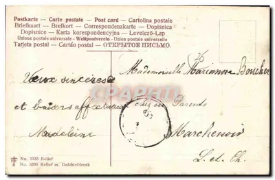 Flores de cravina — Boa Ano — Relief m. Goldiefdruck, n° 5335 — Verso