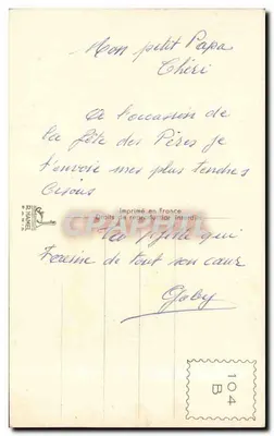 Bukiet kwiatów — Szczęśliwego dnia, Tatusiu — wydawca R. HAMEL, n° 104 — Rewers