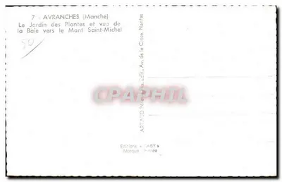 Avranches (Manche) — Ogród Botaniczny i widok na Zatokę w kierunku Mont Saint-Michel — Éditions Gaby, Nantes — Rewers