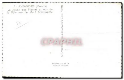 Avranches (Manche) — Ogród Botaniczny i widok na Zatokę w kierunku Mont Saint-Michel — Wydawnictwo Gaby — Rewers