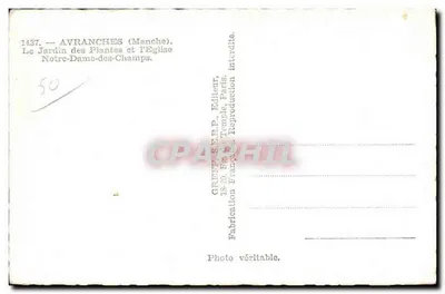 Avranches (Manche) — O Jardim das Plantas e a Igreja Nossa Senhora dos Campos — Greff — Verso