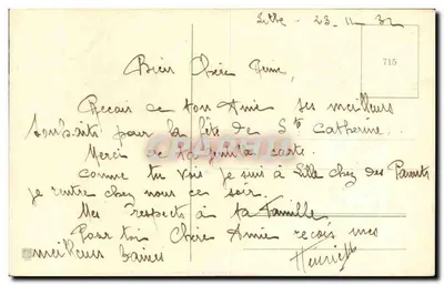 Bukiet różowych pivoine — dedykacja Świętej Katarzyny — wydawca nieznany — Rewers