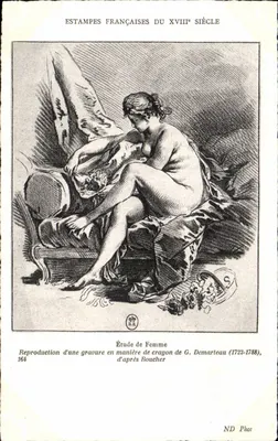 Estudo de Mulher — Gravura imitando o lápis de G. Demarteau (1722-1788) segundo Boucher — ND Phot