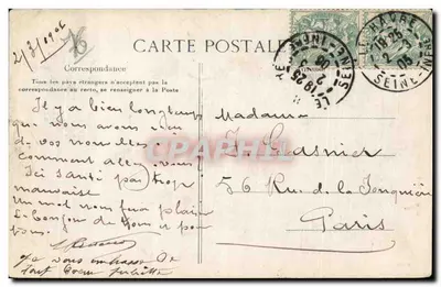 Bilhete postal antigo Du Havre envio estas flores — Verso