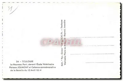 Toulouse — Plateau Jolimont i Kolumna Komemoracyjna — Wyd. Océan — Rewers