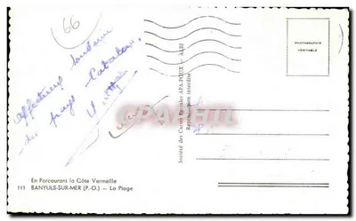 Banyuls-sur-Mer — La Playa — Sociedad de Tarjetas Postales APA-POUX — Reverso
