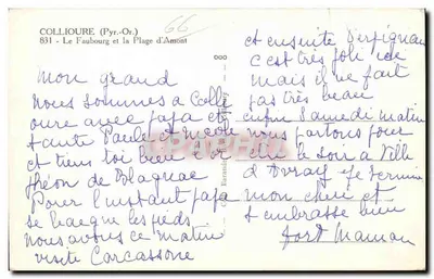 Collioire (Pyr.-Or.) — Le Faubourg et la Plage d'Aumont — éditeur Baraude — Verso