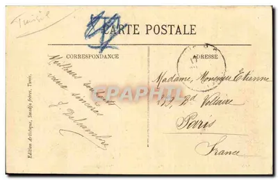 Tunis — Panorama widziana z Intendancyjnego — Wydawnictwo Artystyczne, bracia Snadjja, Tunis — Rewers