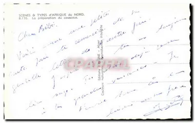 Scena przygotowania couscous — Algieria — Wydawnictwo Jovone, nr 8.176 — Rewers