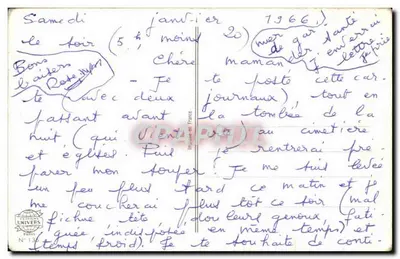 Pensamentos — paisagem alpina com carruagem — Editores Univers N°136 — Verso