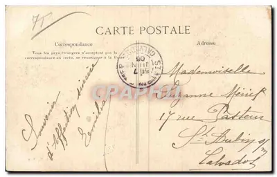Pássaros carregando cartas postais — E. L. D., Paris — Verso