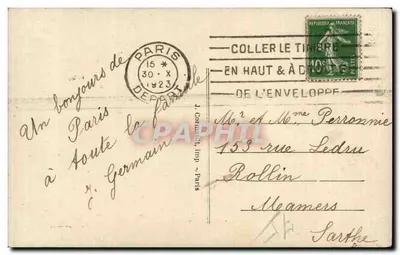 Paris — Uma ideia de Paris — J. Cornault, imp. Paris, n° 1000 — Verso