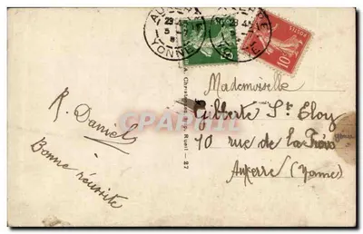 Porte Bonheur — trèfle à quatre feuilles orné de violettes — éditeur M. Mimesa, n° 379 — Rewers
