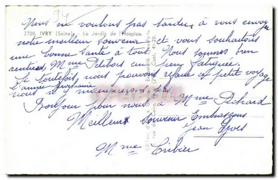 Jardim do Hospício — Ivry-sur-Seine — Edição do Estabelecimento de Embalagem — Verso