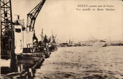 Rouen, primeiro porto da França — Vista parcial do Porto Marítimo — editor não identificado