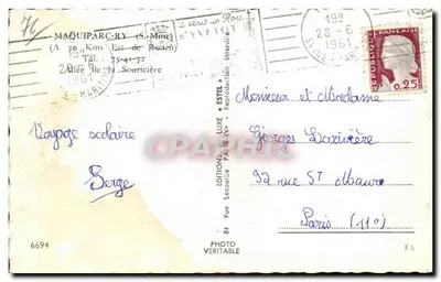 Château de Maquiparc-Ry — vue d'ensemble — Éditeur Estel — Verso