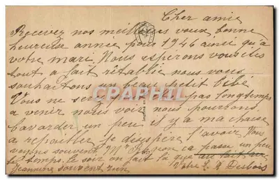 Houx — kartka z wizytówką — druk w 1946 roku — Rewers
