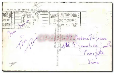 Port w Le Havre — Cargaison i kręgle — La Cigogne — Rewers