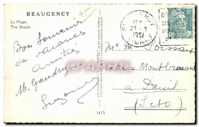 A Praia em Beaugency — Editor Étél, n°1415 — Verso