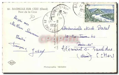 Ponte da Cèze — Bagnols-sur-Cèze (Gard) — A. TAPLÉ - Fotógrafo — Verso