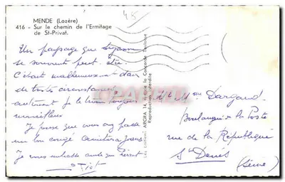 Mende (Lozère) — Na drodze do Ermitażu Świętego Przybicia — ARGRA — Rewers