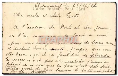 Bouquet peonies — Goed jaar — Antieke ansichtkaart — Achterkant