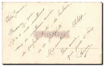 Arranjo de pêssegos — Boa Ano — cartão postal — Verso