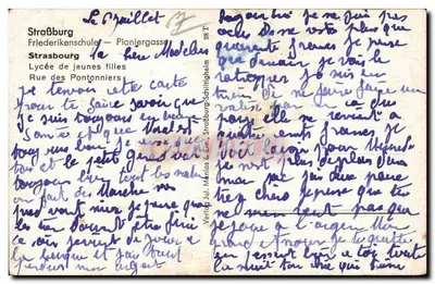 Estrasburgo — rua dos Pontonniers — editor Verlag Jul. Manias & Cie, n° 38 T — Verso