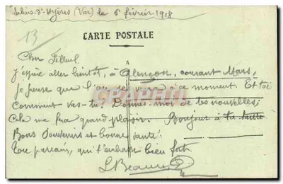 Marseille - Instituto Pasteur - Bilhete postal antigo — Verso