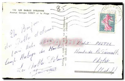 Les Sables d'Olonne — Avenida Georges Godet e a Praia — Edições P. Marlin — Verso