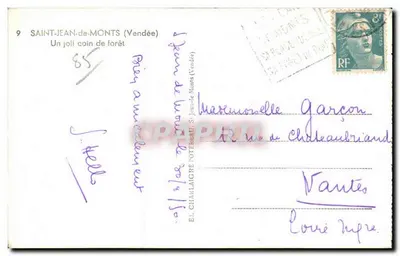 Saint-Jean-de-Monts (Vendée) — Um lindo canto da floresta — E. Charlaire, n°9 — Verso