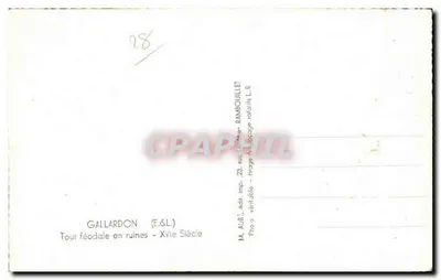 Torre feudal em ruínas — Gallardon — Editor E.&L. n°28 — Verso
