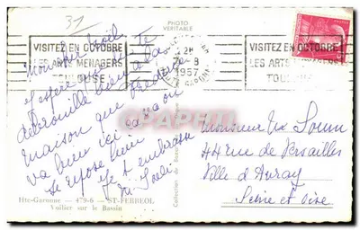 Basen w Tuluzie — Jacht na basenie — Wydawca: Photo Véritable, seria 37 — Rewers