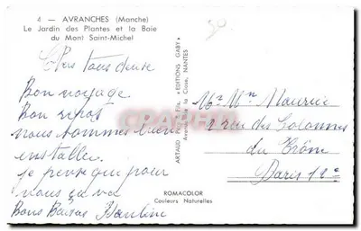 Avranches (Manche) — Ogród Botaniczny i Zatoka Mont-Saint-Michel — Wydawnictwo Gaby, Nantes — Rewers