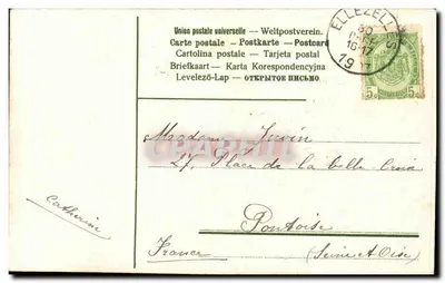 Bukiet fiołków i lili w koszyku — Szczerze życzenia na nowy rok — Karta pocztowa — Rewers