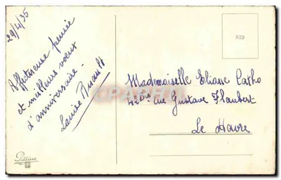 Bouquet de muguet — Porte-Bonheur — wydawca P. Billiou, n° 879 — Rewers