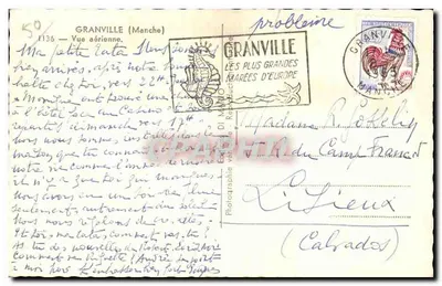 Granville (Manche) — Vista aérea — Editor Roy, n° 1136 — Verso