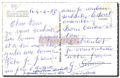 Annecy — O Casino à Noite — Edições do Globo, n°135 — Verso
