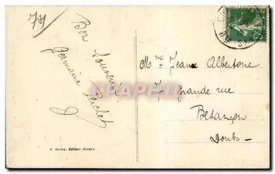 Chamonix — Ogólny widok i Góra Blancza — Sarrus, Wydawca, Genewa, nr 104 — Rewers