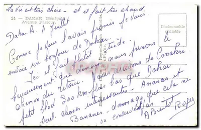 Dakar (Senegal) — Avenue Pasteur — Wydawnictwo Globe « PERS » — Rewers