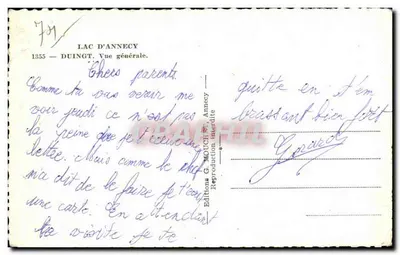 Jezioro Annecy — Ogólny widok — Wydawnictwo G. Mouche, Annecy, nr 1355 — Rewers
