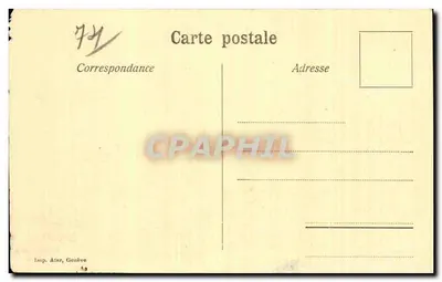 Port w Évian — widok portu z parowcem i łódkami — Zbiór Souvente w Chat, nr 66 — Rewers