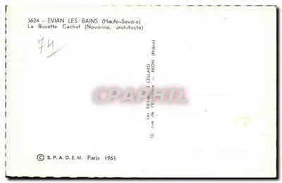Évian-les-Bains — Kawiarnia Cachat — Wydawca J. Cellard, Paryż — Rewers