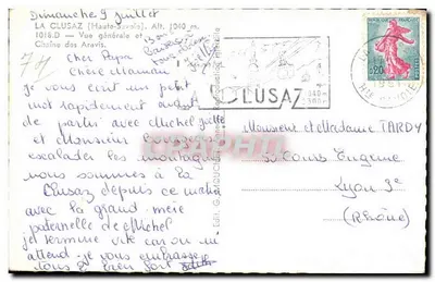 La Clusaz — Ogólny widok i łańcuch Aravis — Wydawnictwo Tardy — Rewers