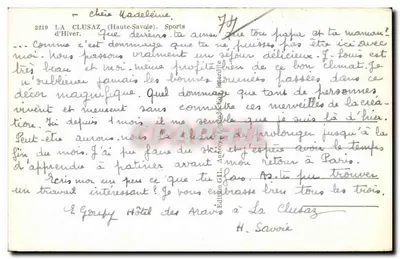 La Clusaz (Haute-Savoie) — widok zimowy z kościołem i hotellem — Wydawnictwo G.T.L. — Rewers