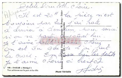 Dakar (Senegal) — Widok z lotu ptaka na port i miasto — Wydawnictwo Carnaud Frères — Rewers
