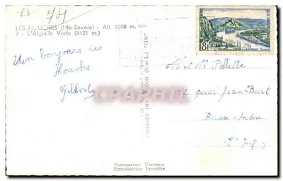 Les Houches (Haute-Savoie) — widok panoramiczny z Aiguille Verte — fotografia Cal R. Bacona — Rewers