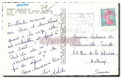 Mégeve (Haute-Savoie) — Teleferyk i dzielnica Roche-Brune — Wydawnictwo G. ROSSAT-MIGNOD — Rewers